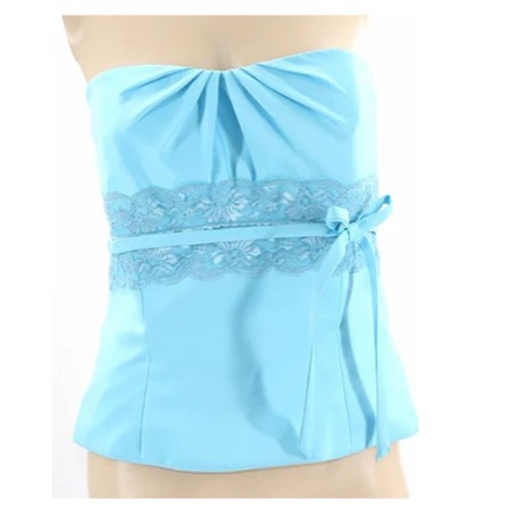 Bahama Breeze Blue Satin Top